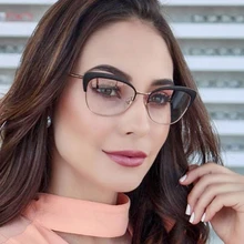 RFOLVE, высокое качество, половинная оправа, оправа для очков в стиле кошачьи глаза, женские брендовые модные ультралегкие очки, УФ линзы, очки для девушек, RX16