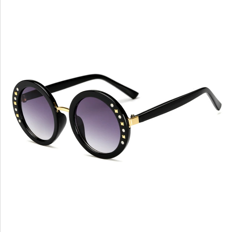 Mincl/Fashion round frame rivets diamond children mirror sunglasses