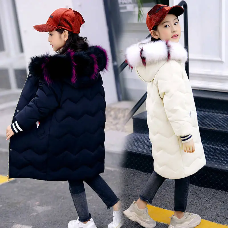 

Girls cotton coat 2019 new girl big children thick down cotton padded jacket long children's winter cotton jacket