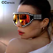 Очки, солнцезащитные очки для женщин, роскошные оттенки, очки с жемчугом, оправа, красные зеркальные очки, негабаритные, UV400, брендовые очки для женщин