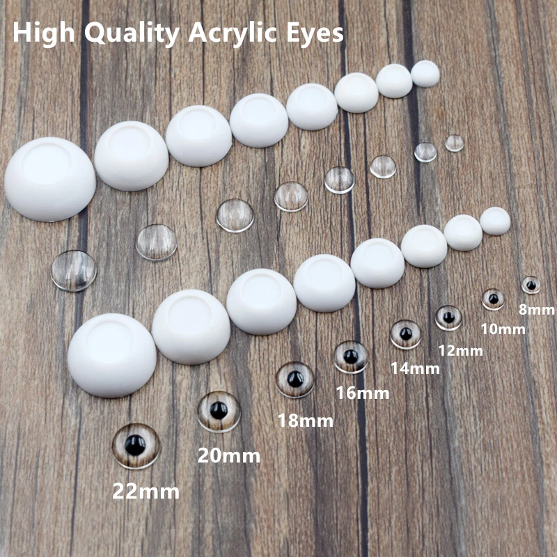 

4 Pairs High Quality Half Round Acrylic BJD Doll Eyes 8mm 10mm 12mm 14mm 16mm 18mm 20mm 22mm Eyeball Toy Accessories