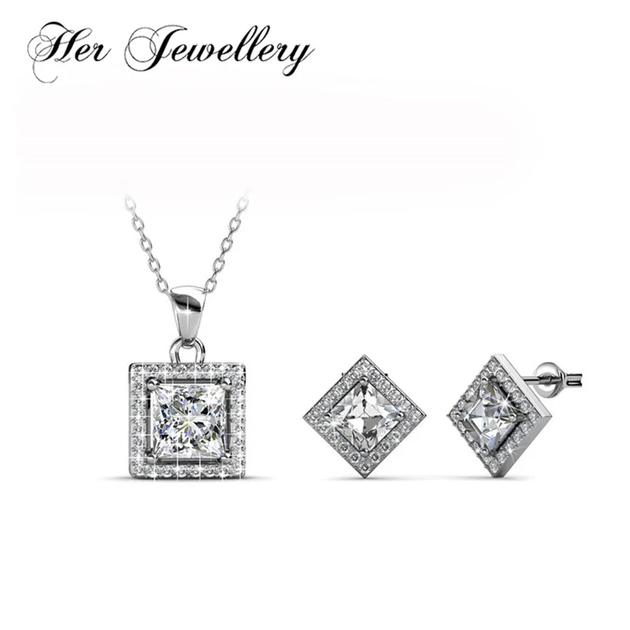 

Her Jewellery Travel memorial gift jewelry set Square jewellery set Made with crystals from Swarovski HS092