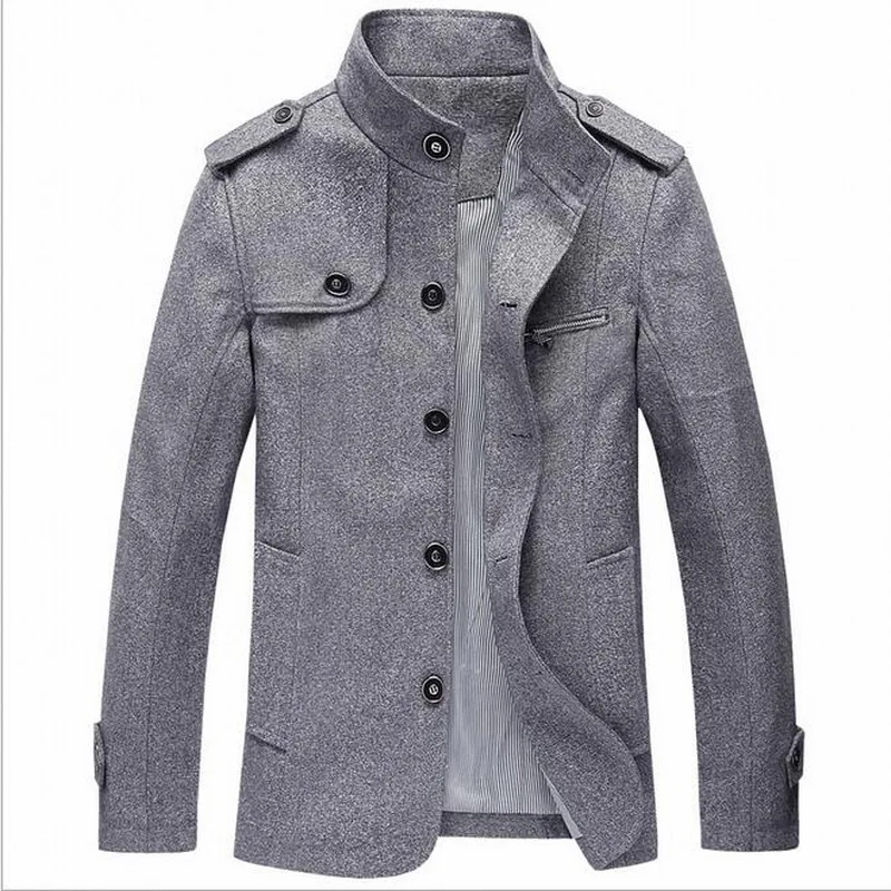 

2019 VXO Winter Wool Coat Men Slim Fit Jacket Mens Outerwear Warm Male Casual Jackets Overcoat Woolen Pea Coat Plus Size