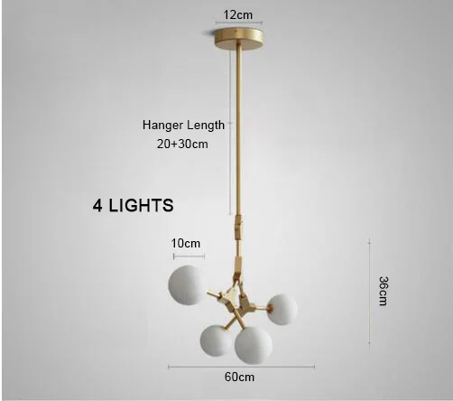 Скандинавский светодиодный стеклянный светильник, минималистичные молекулярные люстры для гостиной, спальни, бара, ресторана, освещение - Цвет абажура: 4 LIGHTS