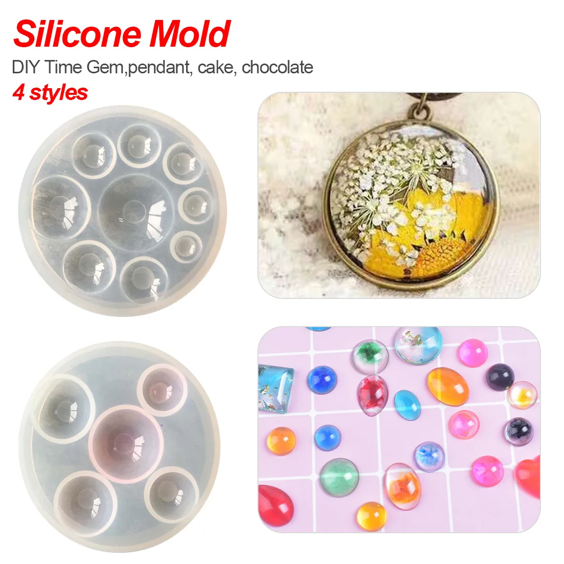 

Craft DIY Transparent UV Resin Liquid Silicone Mold for DIY Earrings Necklace Making Jewelry Flat Round Cabochon Pendant Charm