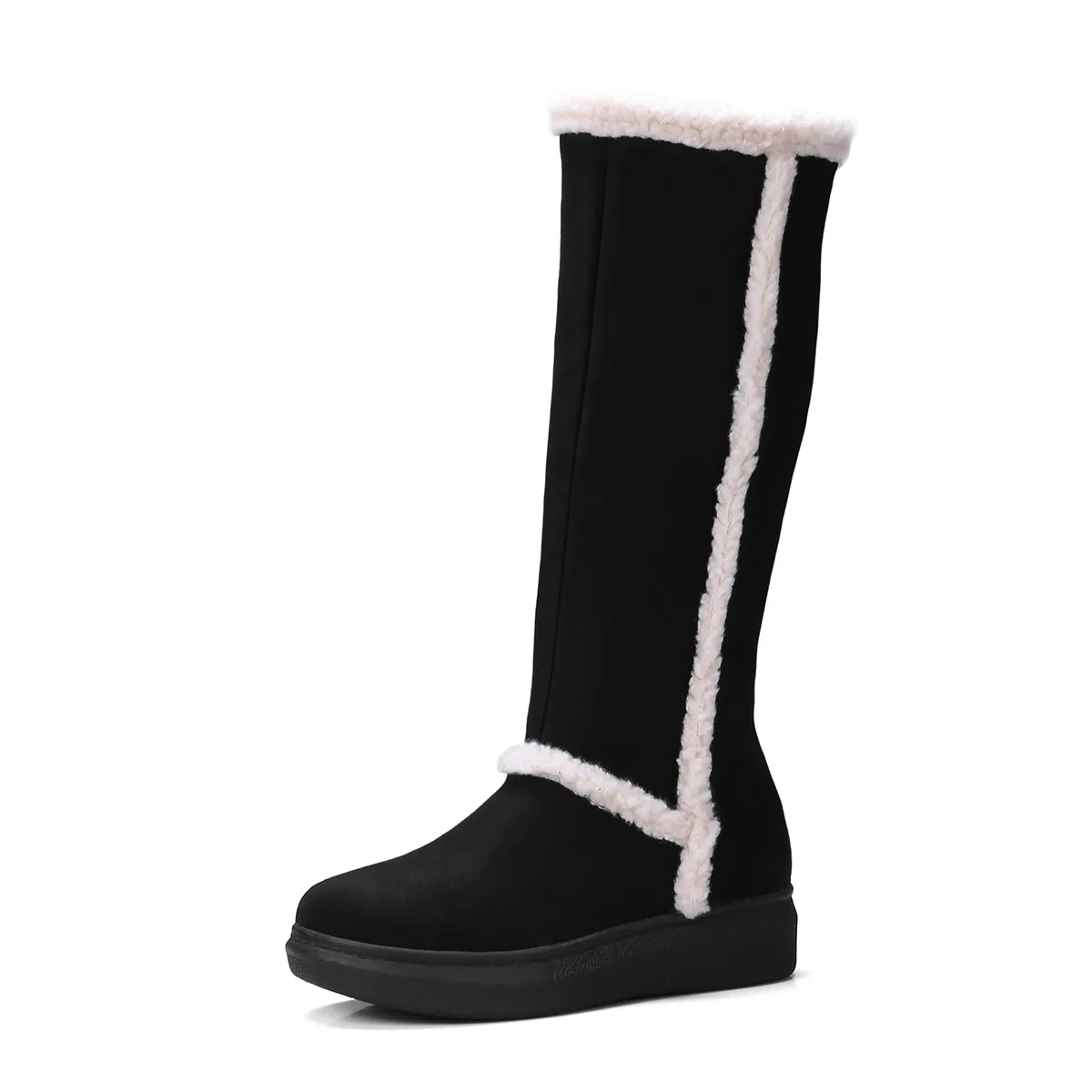 

Autumn and winter new snow boots 2018 comfortable flat bottom thick suede high tube side zipper women's boots tide.