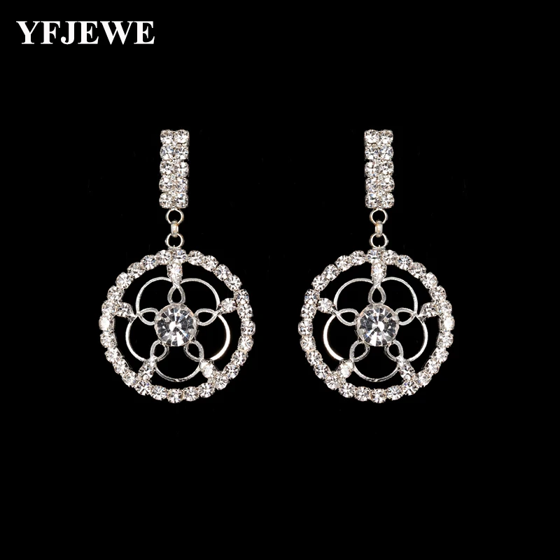 

YFJEWE Fashion Round Flower Star Design Crystal Drop Earrings For Women Girls Korean Style Dangle Earrings Gift E586