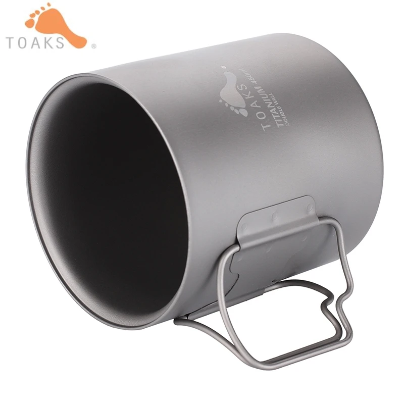 TOAKS de titanio taza doble pared portátil al aire libre viajes de Camping de titanio 450 ml copa de plegado de titanio tazas de café CUP-450-DW