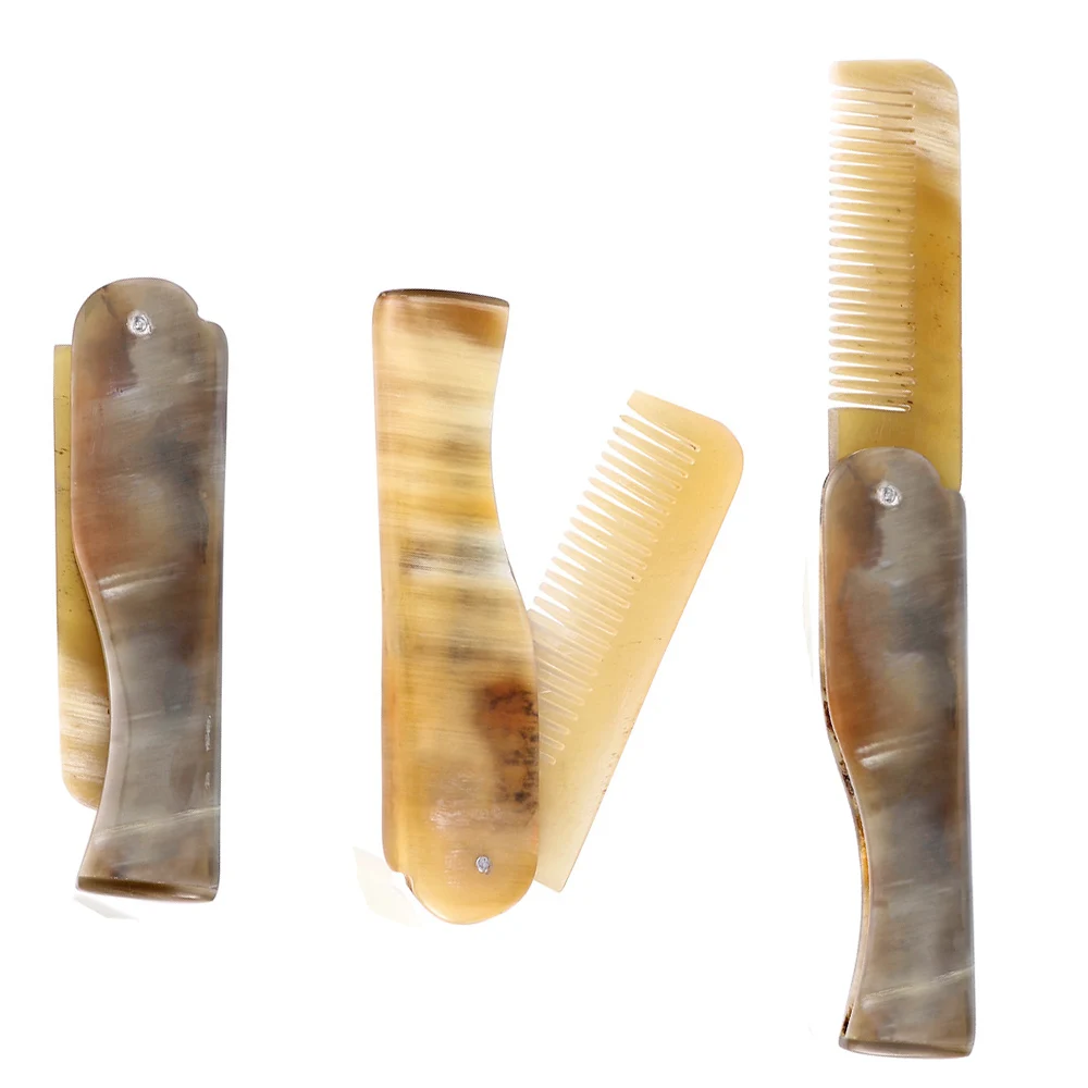 

1 Pc Foldable Yak Horn Comb Pockets Clip Moustache Beard Styling Tool Portable Comb Hairdressing Hair Hair Care Tools