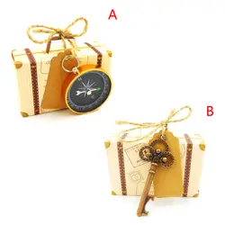 Ретро Дорожный чемодан Свадебные сувениры коробка конфет с компасом открывалка для бутылок полезный подарок на вечеринку кулон бусины