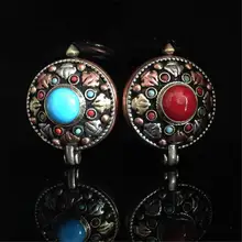 TGB026 Тибетский калачакра молитвенный ящик амулет Роза Медь Круглый Кулон