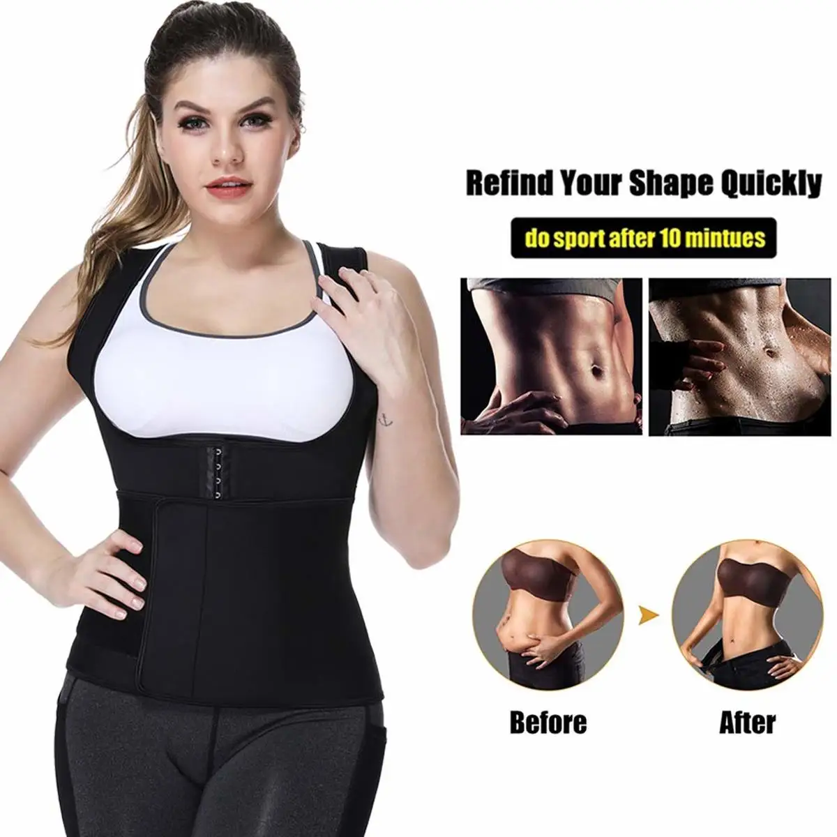 

Neoprene Sweat Sauna Body Shapers Vest Waist Trainer Slimming Tops Shapewear Weight Loss Waist Shaper Girdle Corset Plus Size