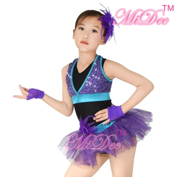 

MiDee Jazz Dance Costume For Girls Sporty Vest Glitter Jazz Dancing Outfits