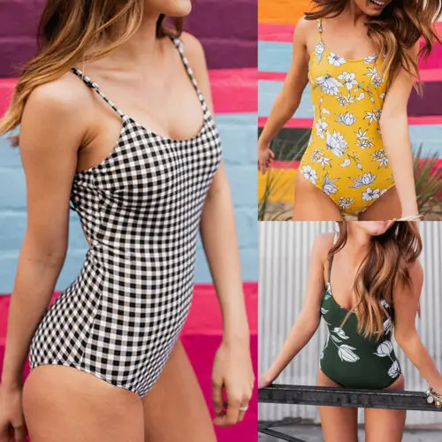 

2019 New Hot Sexy Bra Girls Female Women Print One-piece Swimsuit Swimwear Push Up Monokini Bathing Suit Bikini Beachwear