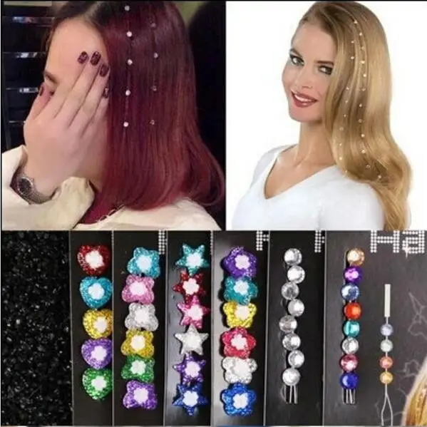 

DIY hair jewelry women Gem hair extension crystal star flower bride hair maker butterfly colorful decoration glass stone girls