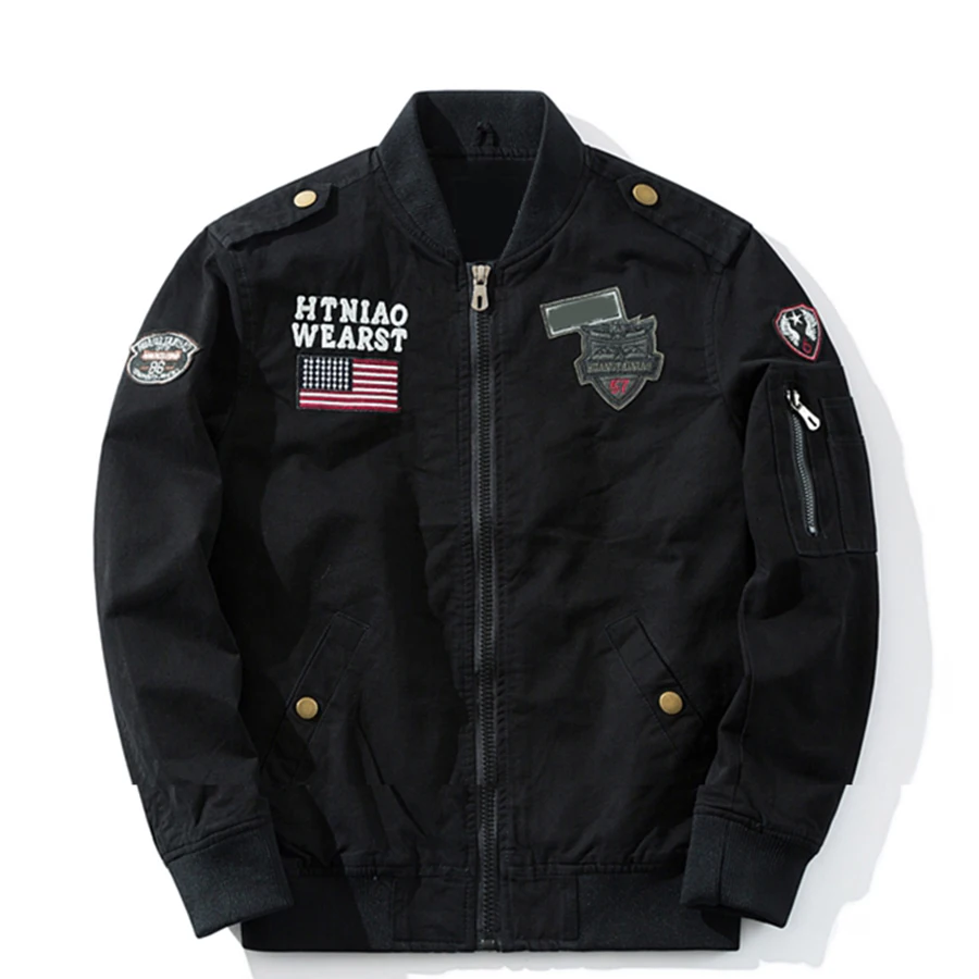 Plus Size Jacket Men Casual Baseball 6xl Mens Cotton Air Force 1 Erkek Men's Jackets Zipper Loose 50C0178 | Мужская одежда