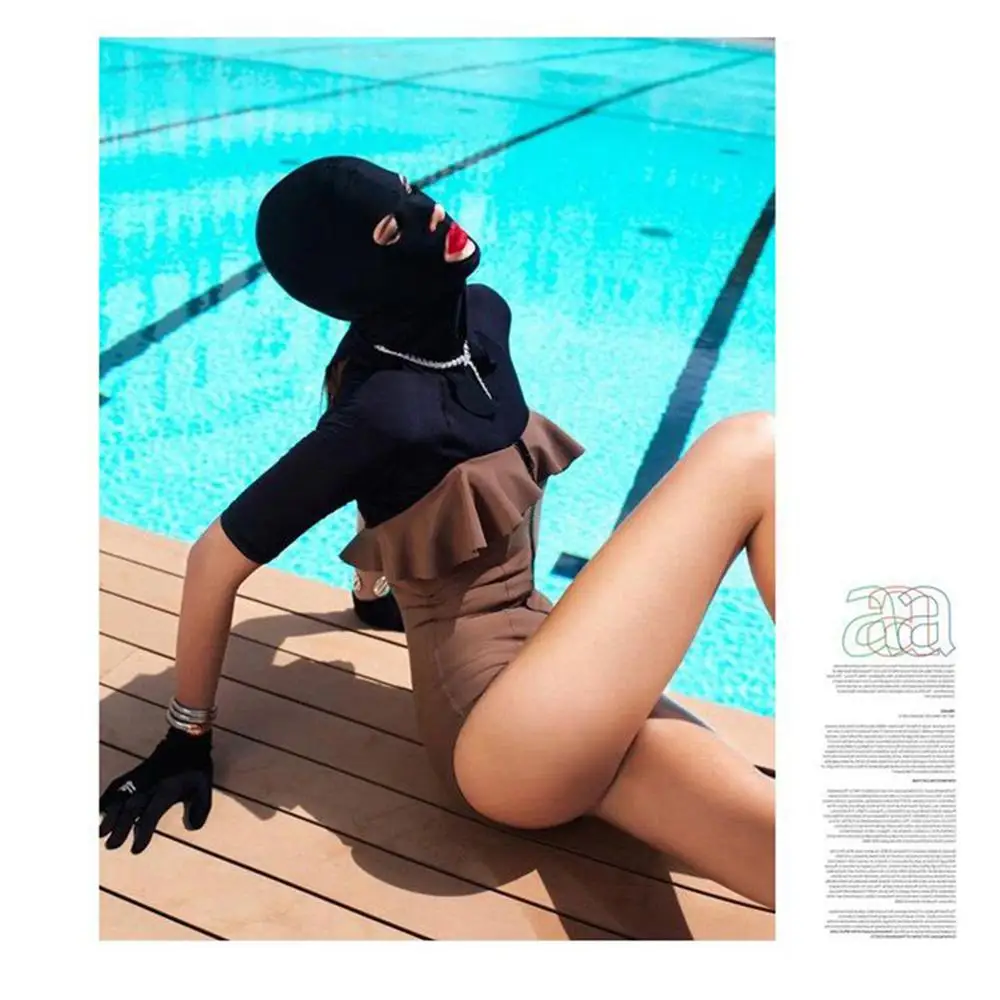 

Facekini Pool Mask Head Wear Sunblock UV Protection Swim Dive Face Mask Swimming Cap For Face Bikini Sunblock Protect Mask