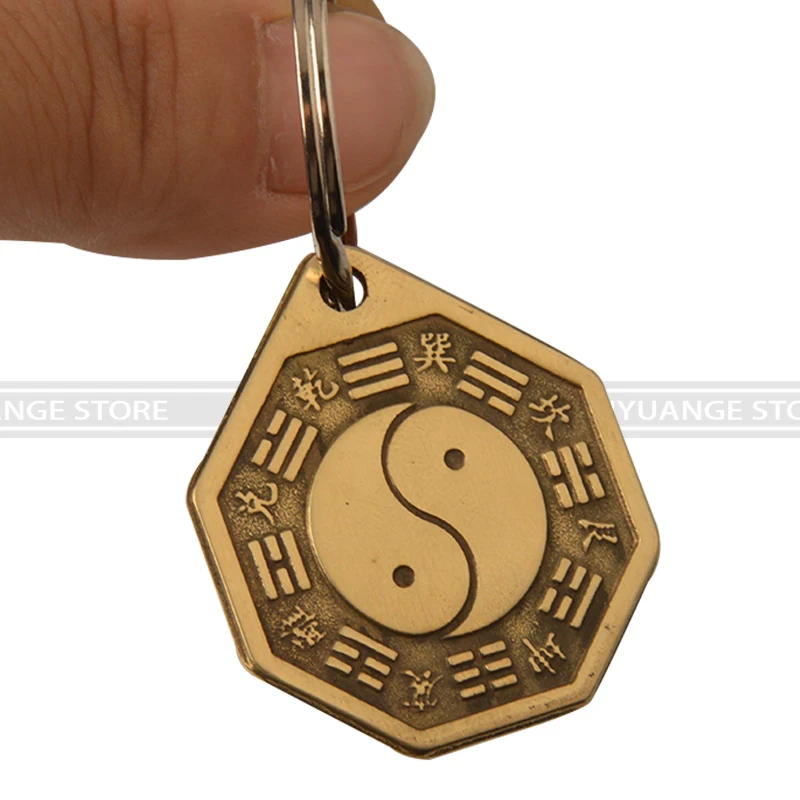 

Feng Shui Chinese Concave Convex Bagua Copper Mirror Keychain The 8 hexagrams mirror