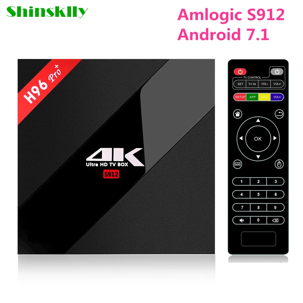 Shinsklly H96 PRO+ Смарт ТВ приставка Android 7,1 Amlogic S912 Восьмиядерный ОЗУ 3 ГБ+ 32 ГБ Android ТВ приставка wifi 4K медиаплеер телеприставка