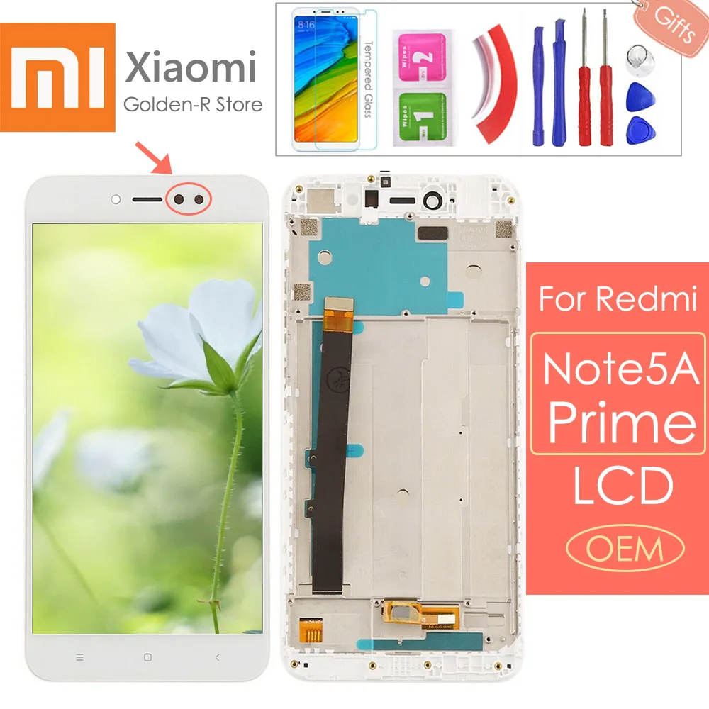 

5.5" Display For XIAOMI Redmi Note 5A LCD Touch Screen With Frame for Xiaomi Redmi Note 5A Prime LCD Y1 3GB/32GB +Gifts