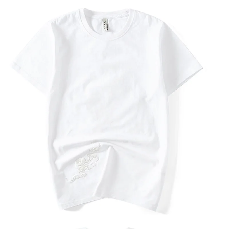 Японский стиль одежды вышивка "Китайское животное" Мужская футболка футболки для мужчин футболка одежда Хлопок для мужчин s