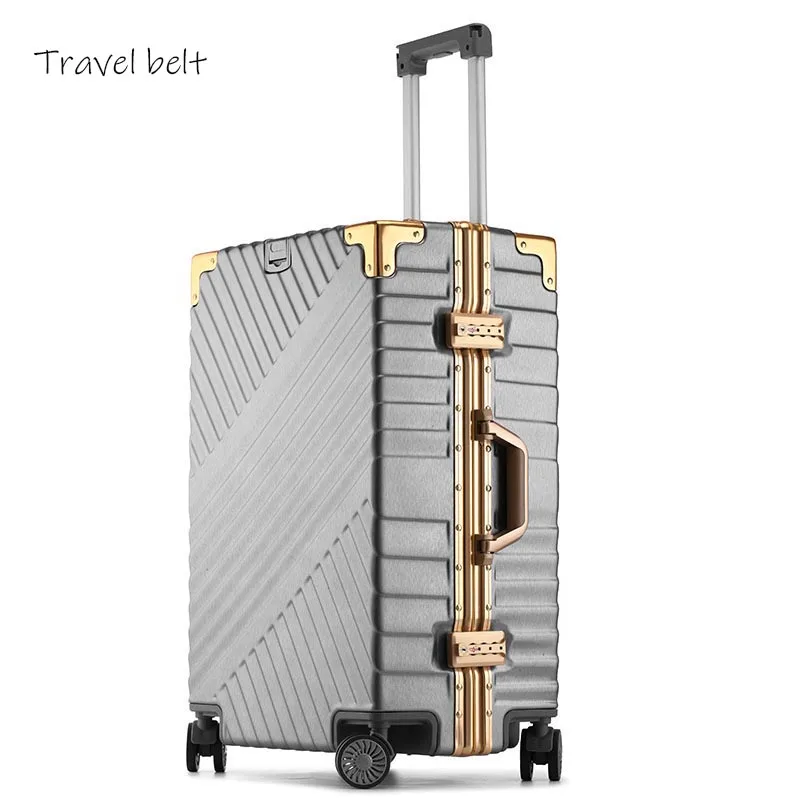 

Travel Belt 100% aluminum frame 20 inch Rolling Luggage Spinner 24 inch brand Men Travel Bags Women Password Suitcase Wheels