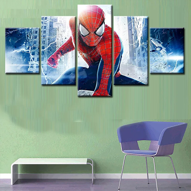 5 шт. плакат Человек-паук настенная живопись холст скандинавские настенные картины для жизни декоративный постер для комнаты художественный принт