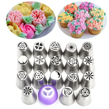 

19PCS/set Stainless Steel Russian Icing Piping Nozzles Ring Cream Cake Cookies Mold decoration Tips Fondant Cake Decorating Tool