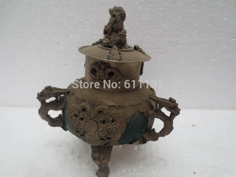 

Antique tibet silver Lion incense burner,Feng Shui home Decorative Arts Metal Crafts