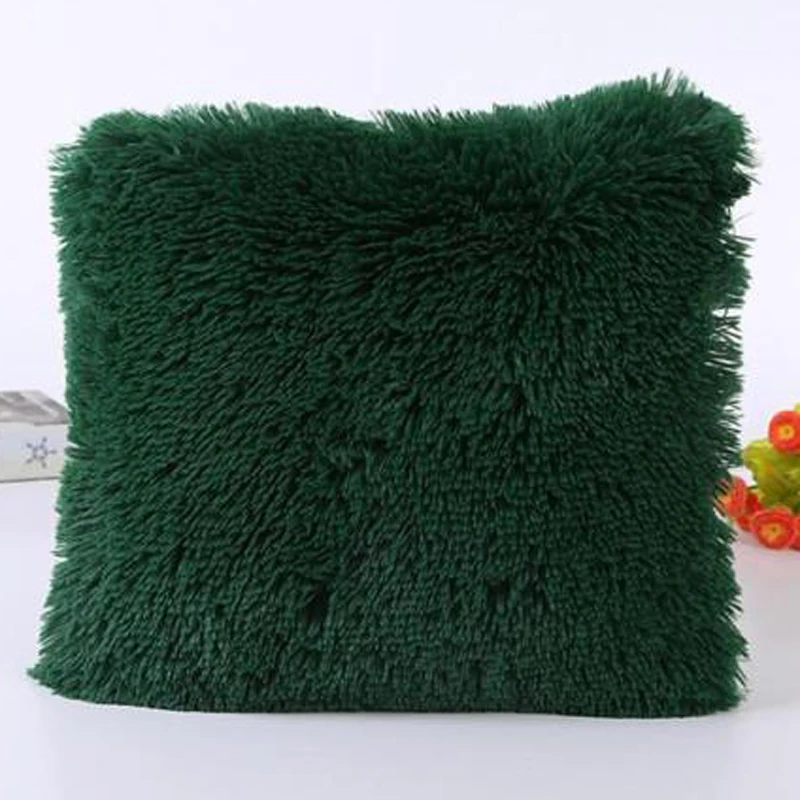 Solid Soft Plush Faux Fur Wholesale Decorative Cushion Cover Throw Pillows For Sofa Car Chair Hotel Home Decoration