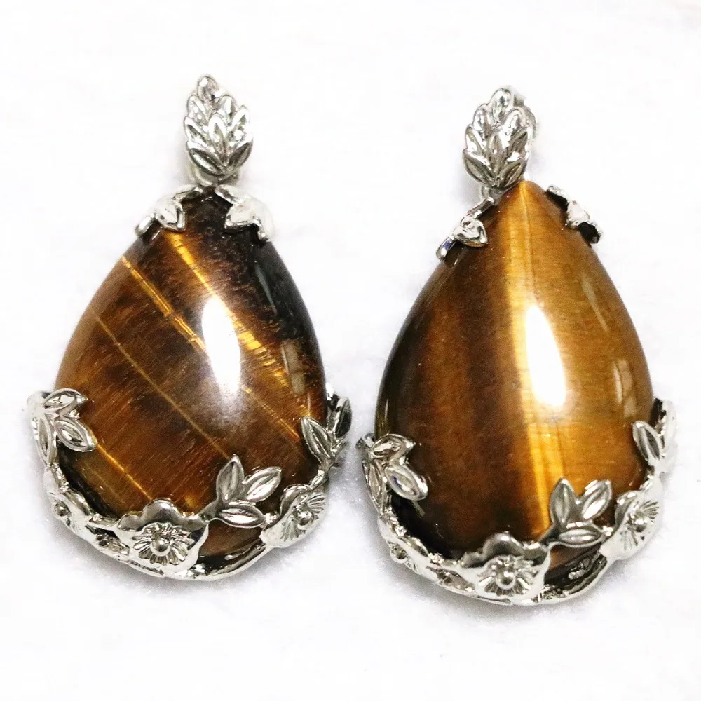 Newly tiger stone 27x33mm wire wrap teardrop pendant wholesale retail diy jewelry making B824|teardrop pendant|wire wrapwire wrapped stones |
