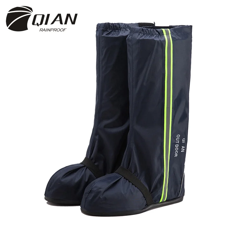 

QIAN RAINPROOF Fashion Motorcycle Waterproof Rain Shoes Covers Thicker Non-slip Scootor Boots Covers Adjusting Tightness