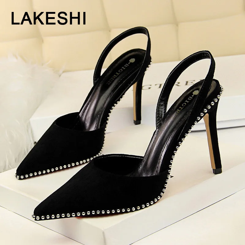 Bigtree shoes Women Pumps Suede High Heels Sandals Women Sandals Crystal Kitten Heels Sexy Wedding Shoes Women Stiletto