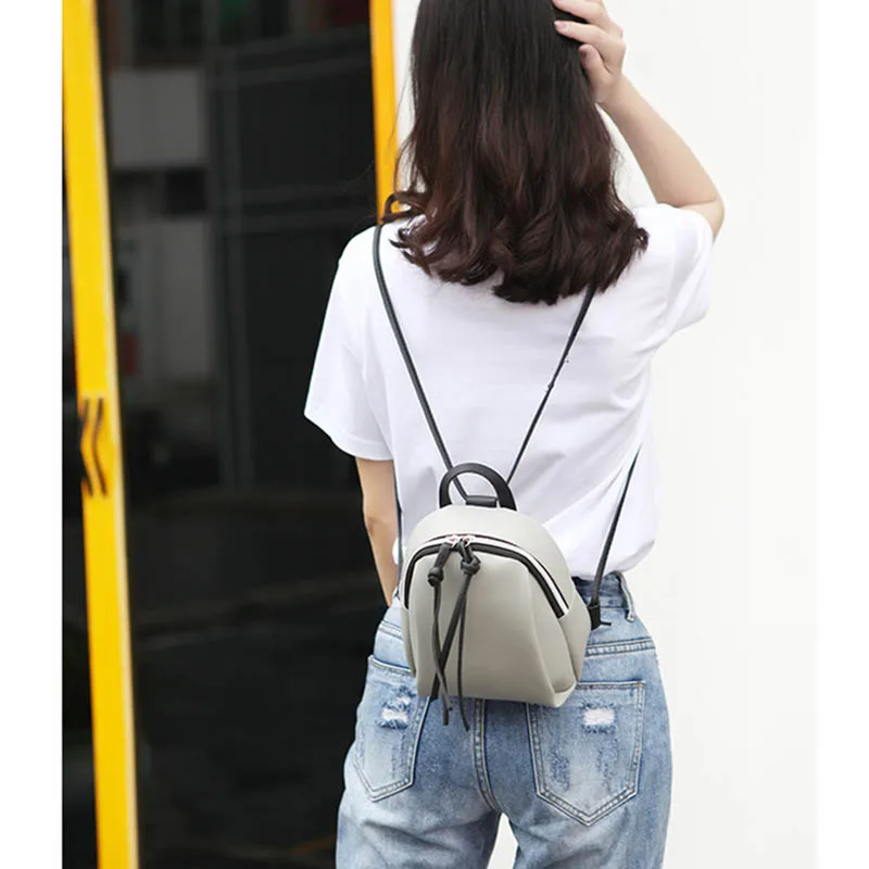 

Women Small Backpack Tassels Zipper Roomy Simple Lightweight PU Backpacks Best Sale-WT
