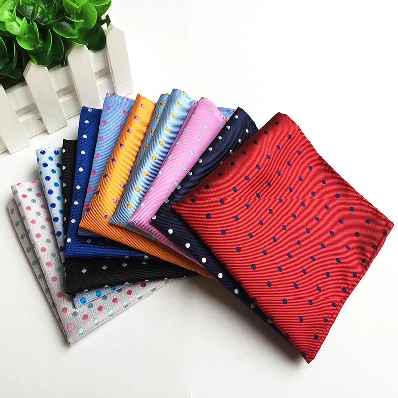 

Wholesale 25x25cm Gentlemen Woven Pocket Square Fashion Small Dots Handkerchief