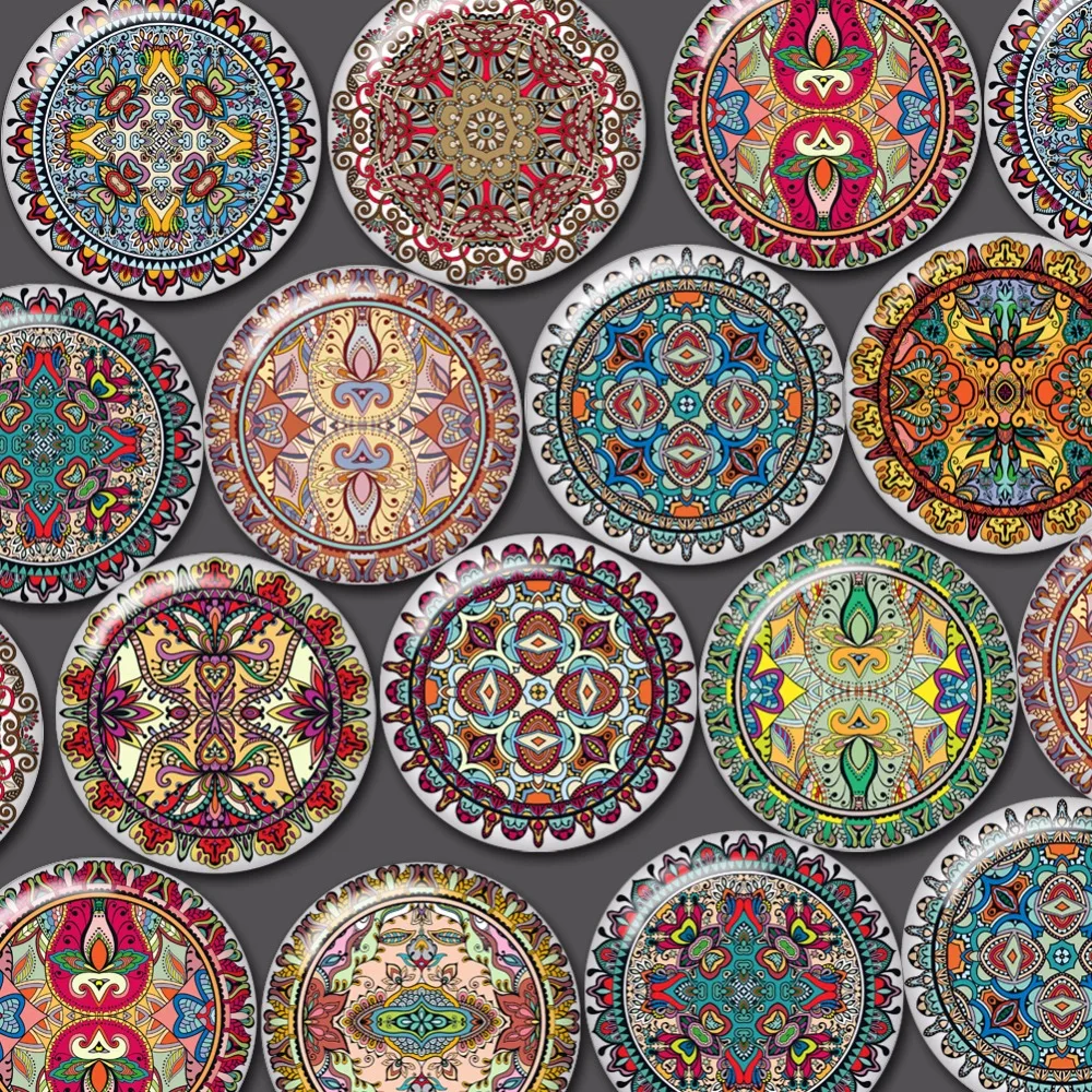 

ZEROUP round glass cabochon Pattern pictures mixed pattern fit cameo base setting for flat back jewelry 20pcs/lot BCH431