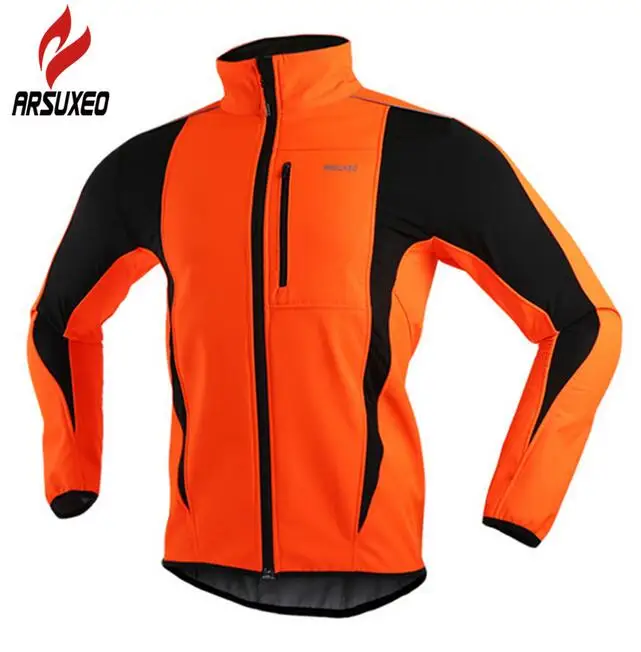 

ARSUXEO Thermal Cycling Riding Jacket Winter Warm Up Bicycle Clothing Windproof Waterproof Soft shell Coat MTB Bike Jersey