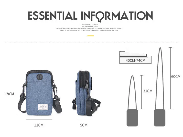Outdoor Waterproof Handbags Casual Pockets Mini Mobile Phone Bag Multi-function Fashion Shoulder Bags
