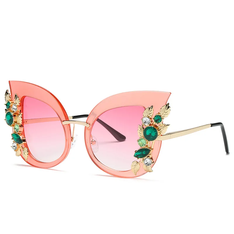 AIC Модные Винтажные квадратные женские солнцезащитные очки кошачий глаз больших размеров с леопардовым принтом, женские сексуальные стильные солнцезащитные очки с металлической оправой UV400 - Цвет линз: PINK