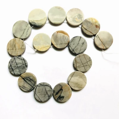 1 нитка из натурального камня Пикассо Jaspe r, круглые бусины для монет, боковое просверливание для драгоценного камня, колье, изготовление ювелирных изделий, 13 дюймов/Str - Цвет: 25mm 1str