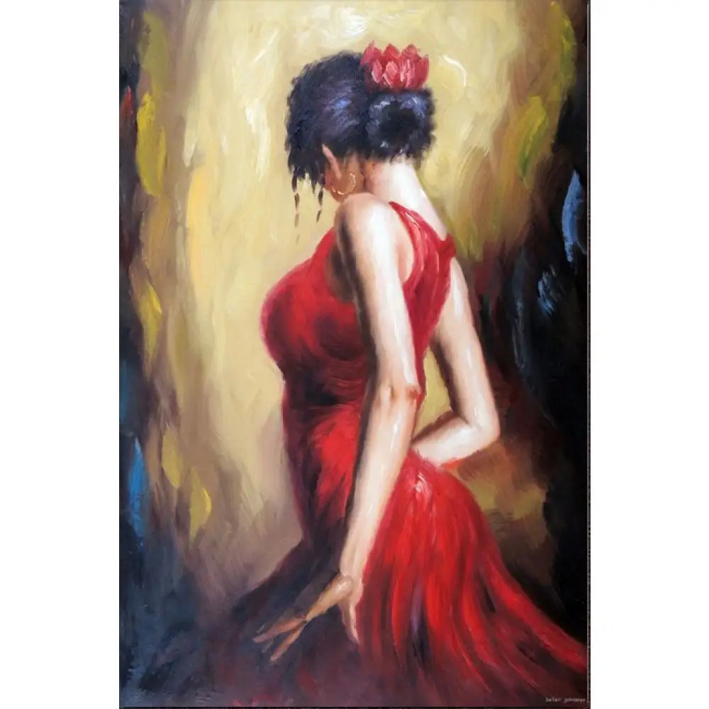 Best oil portaits Spanish Flamenco dancing girl Female artwork on