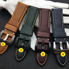 22 мм 24 мм 26 мм зеленый винный красный синий коричневый винтажный ремешок из телячьей кожи для Panerai ремешок для часов PAM441 ремешок пряжка