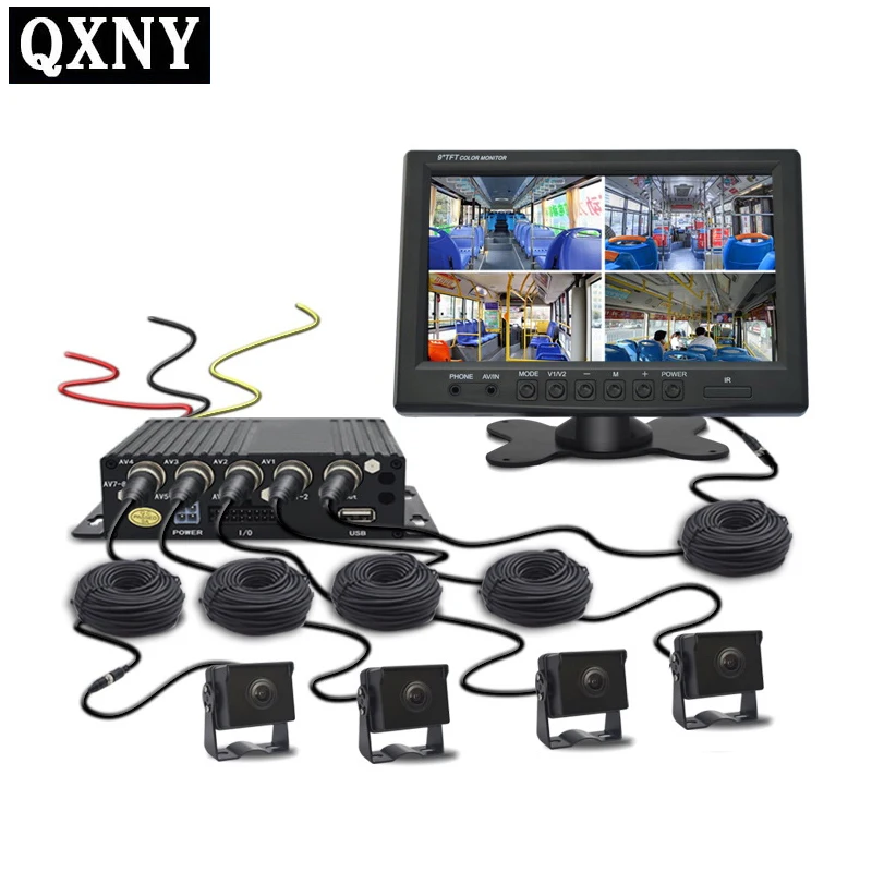 QXNY DC12V 24V 9 &quotLCD 4CH видеовход автомобильный видеомонитор для передней камеры