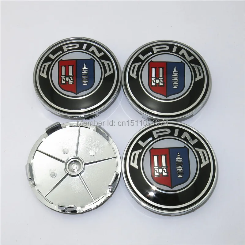 New 4pcs/lot ALPINA Logo 68mm wheel center cap car emblem for E46 E39 E38 E90 E60in Emblems