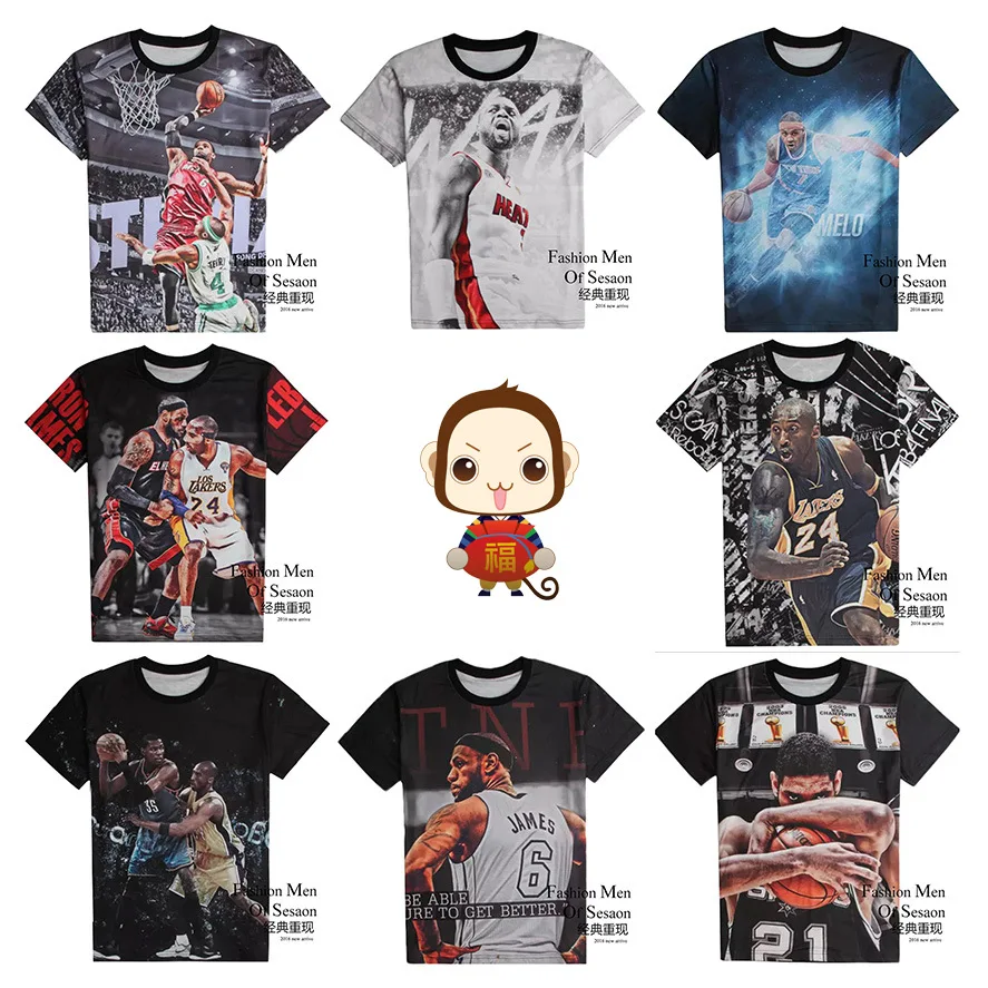 

High quality boy t shirt fashion basketball style short sleeve 3d print t shirt boy clothes jacket 11-19 years old