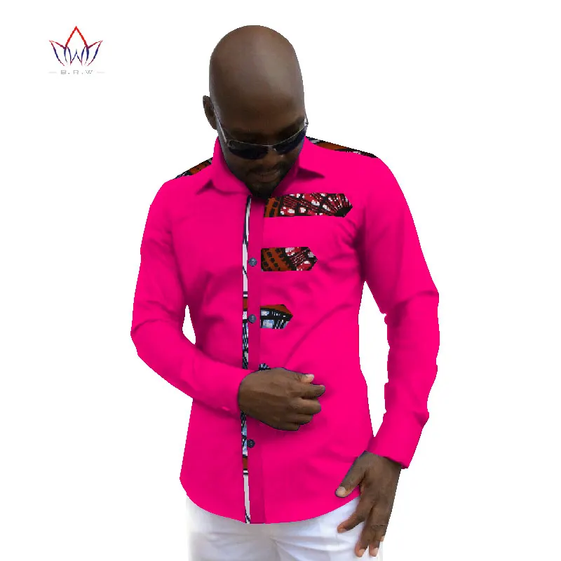 2017 брендовая одежда Для мужчин s рубашка 6XL с длинным рукавом Для мужчин Slim Fit рубашки Дашики Для мужчин африканская восковой печати хлопок
