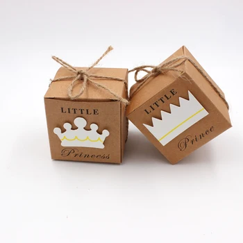 

50pcs/lot Kraft Paper Baby shower Candy Box Rustic Wedding Favors Candy Holder Bags Wedding Party Gift Boxes with Burlap Twine