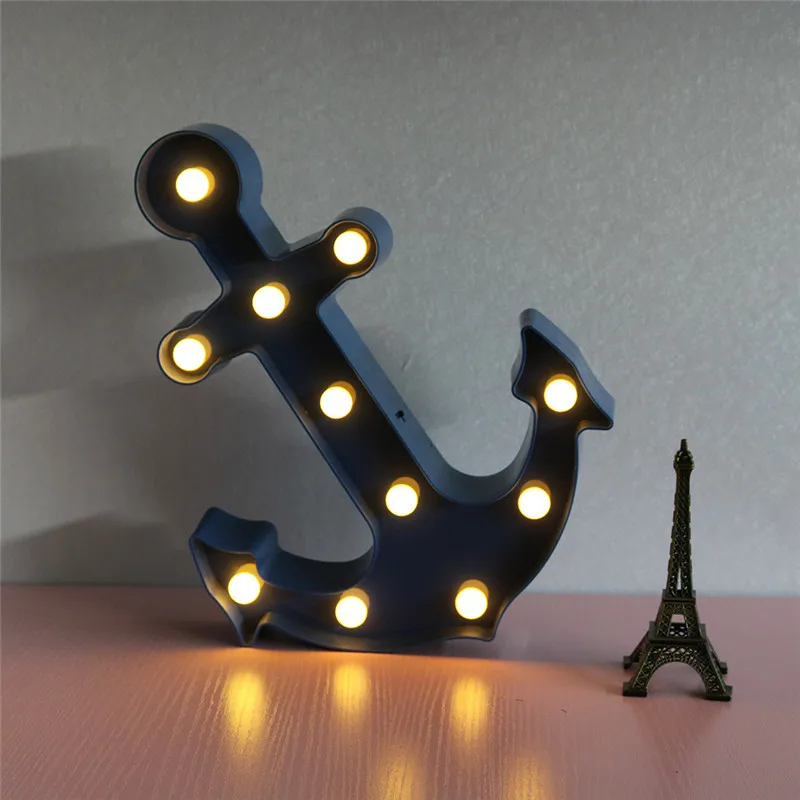 Boat Anchor Shape LED Night Light Creative Gift Decoration Table Lamp Pirate Lights Children's Room Bedside Home Kids Toy Lamp (2)