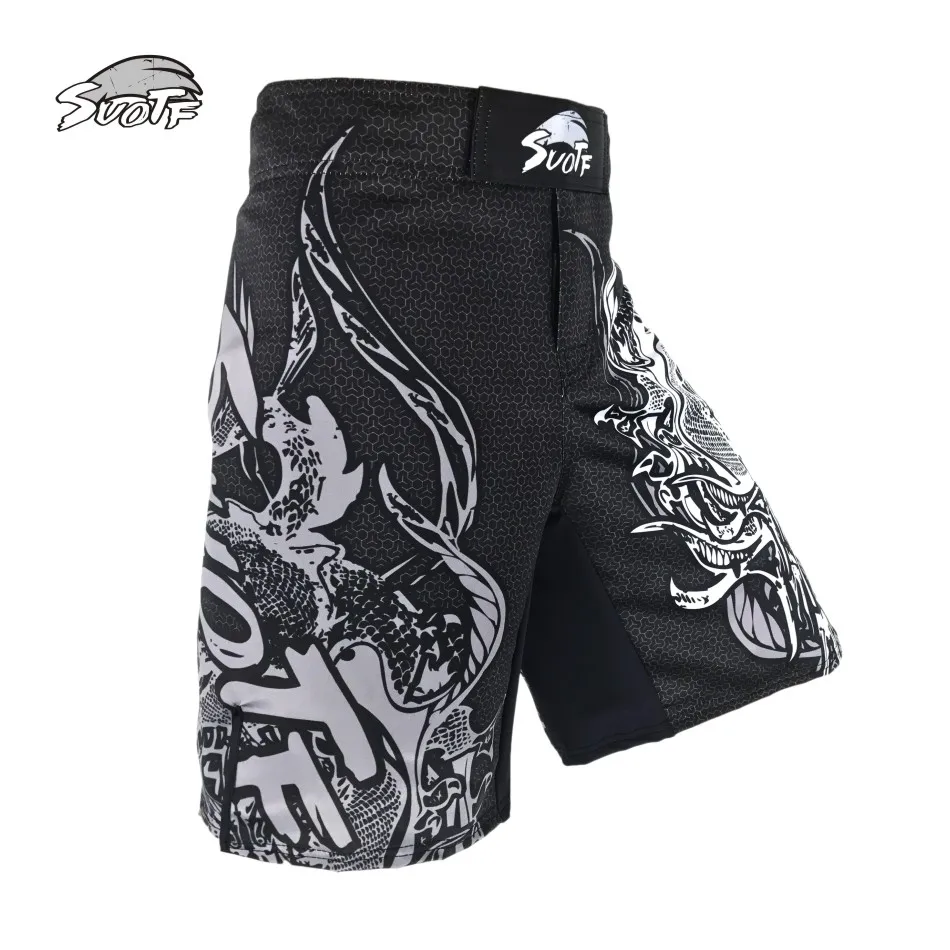 

SOTF Loose Size MMA Fight Shorts Grappling Short Kick Boxing Cage Training Black Ink Style Domineering Screaming Fighting Shorts