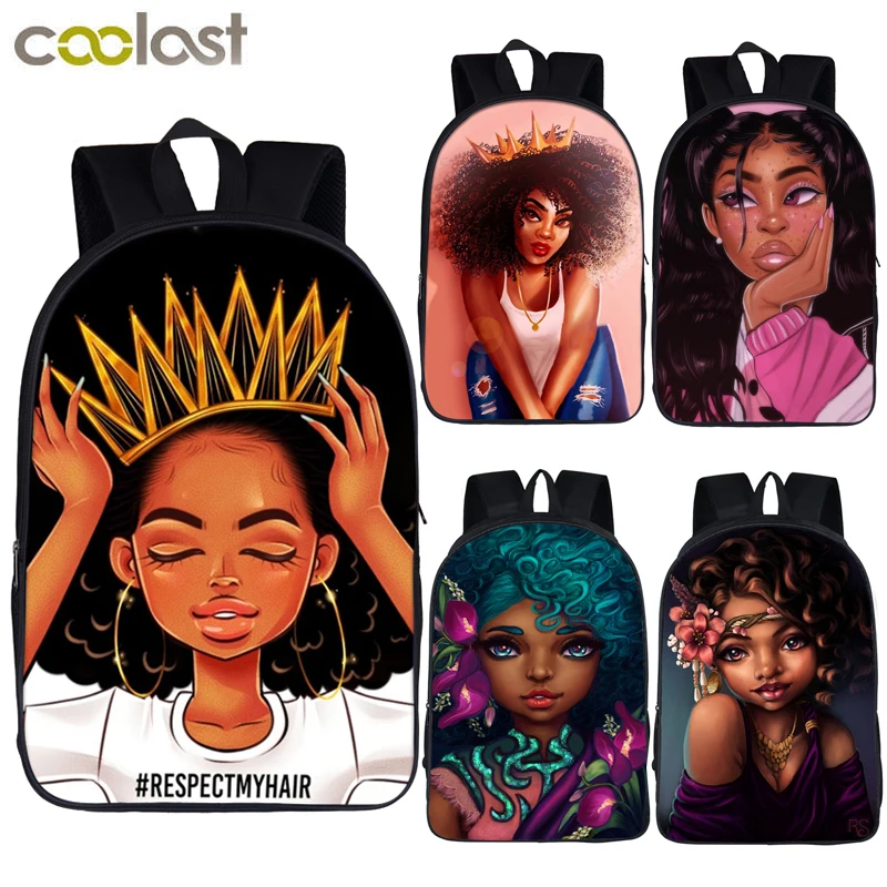 Baratos Mochila Afro para chicas, mochila para niñas, Princesa de belleza africana, bolsas escolares para adolescentes, mochila marrón para niñas, mochila para mujeres